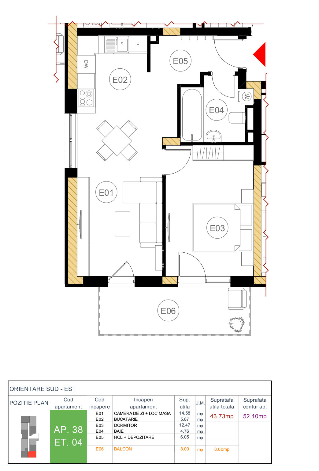 Plan apartament 38