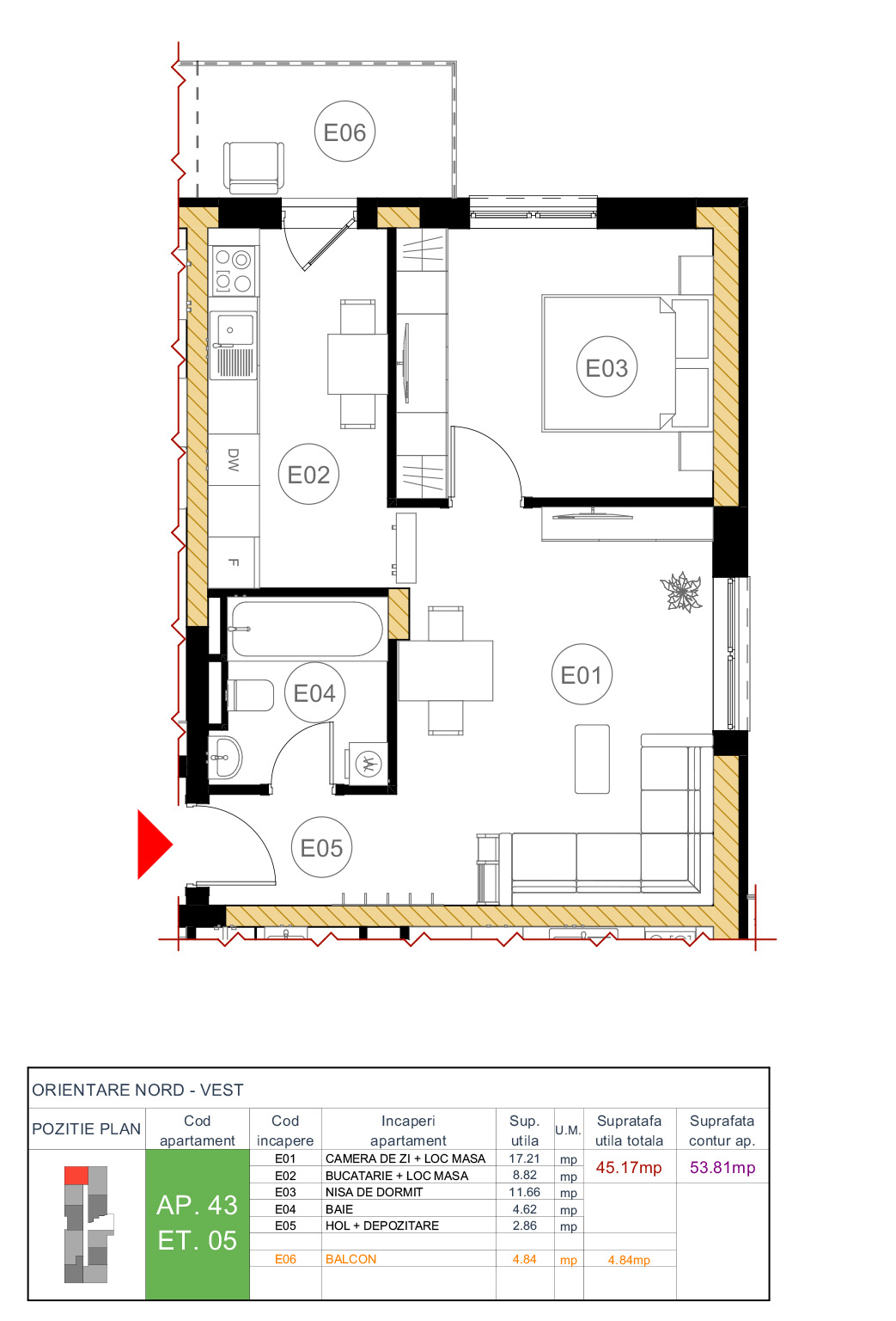 Floor plan — apartment 43
