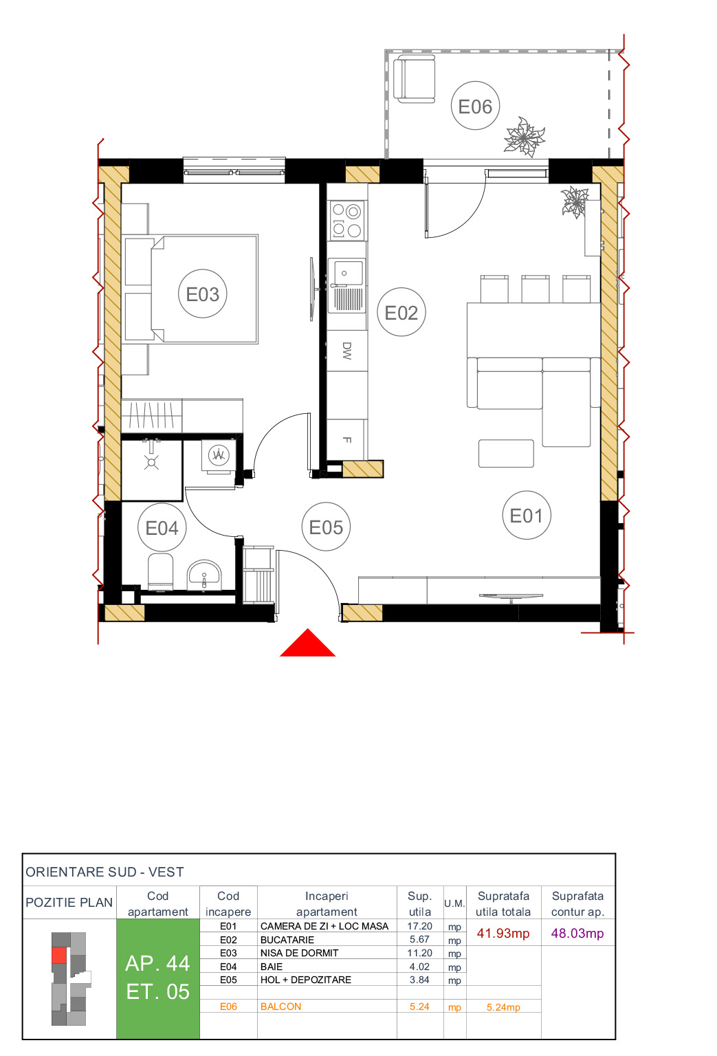 Floor plan — apartment 44