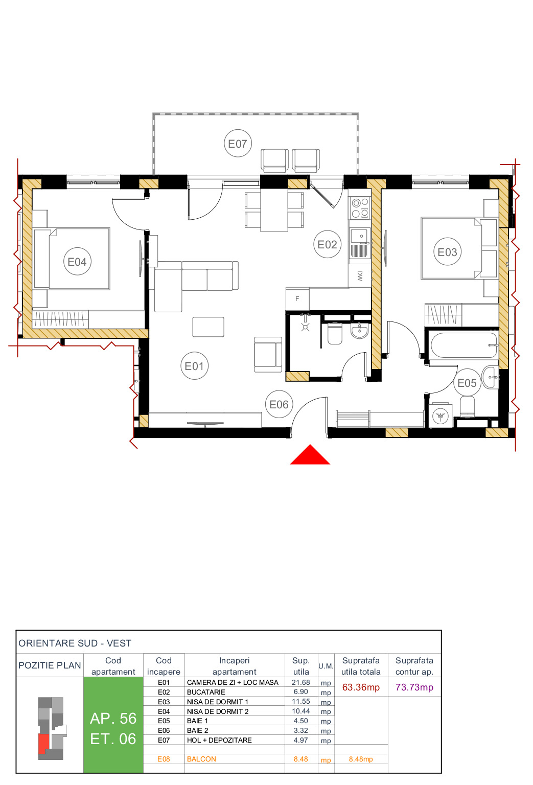 Floor plan — apartment 56