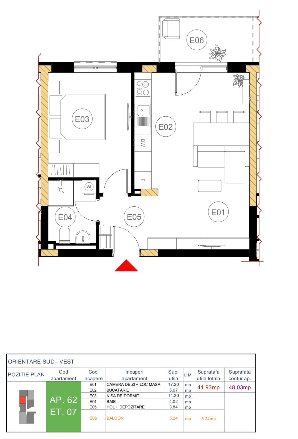 Plan apartament 62