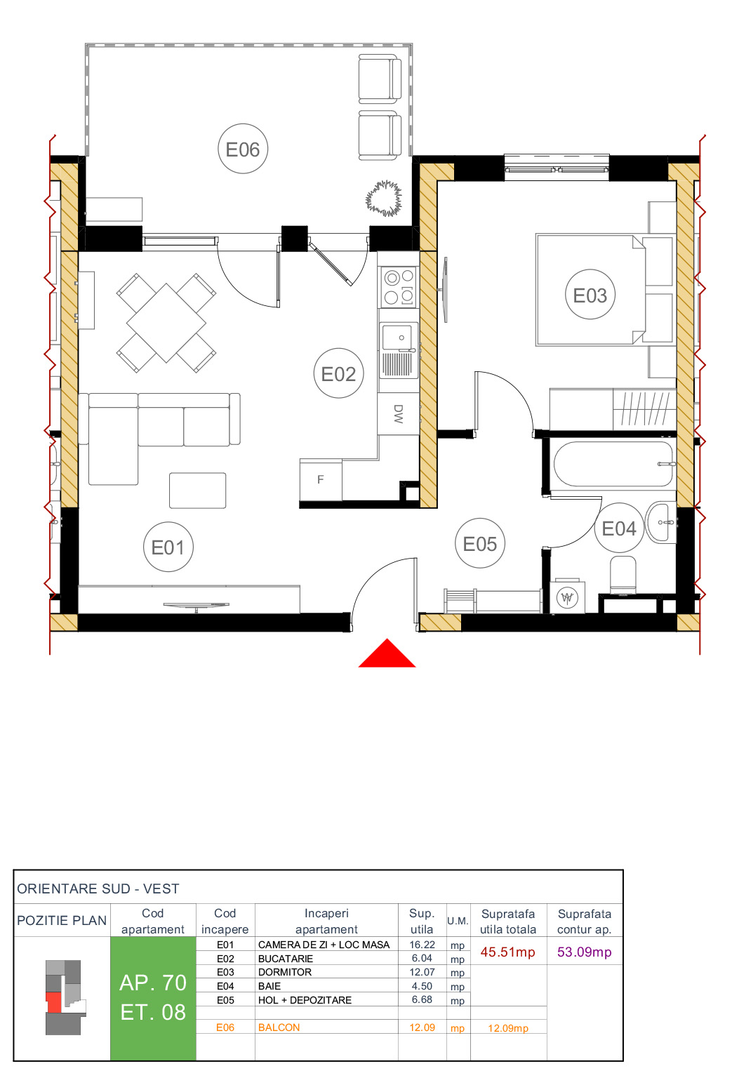 Plan apartament 70