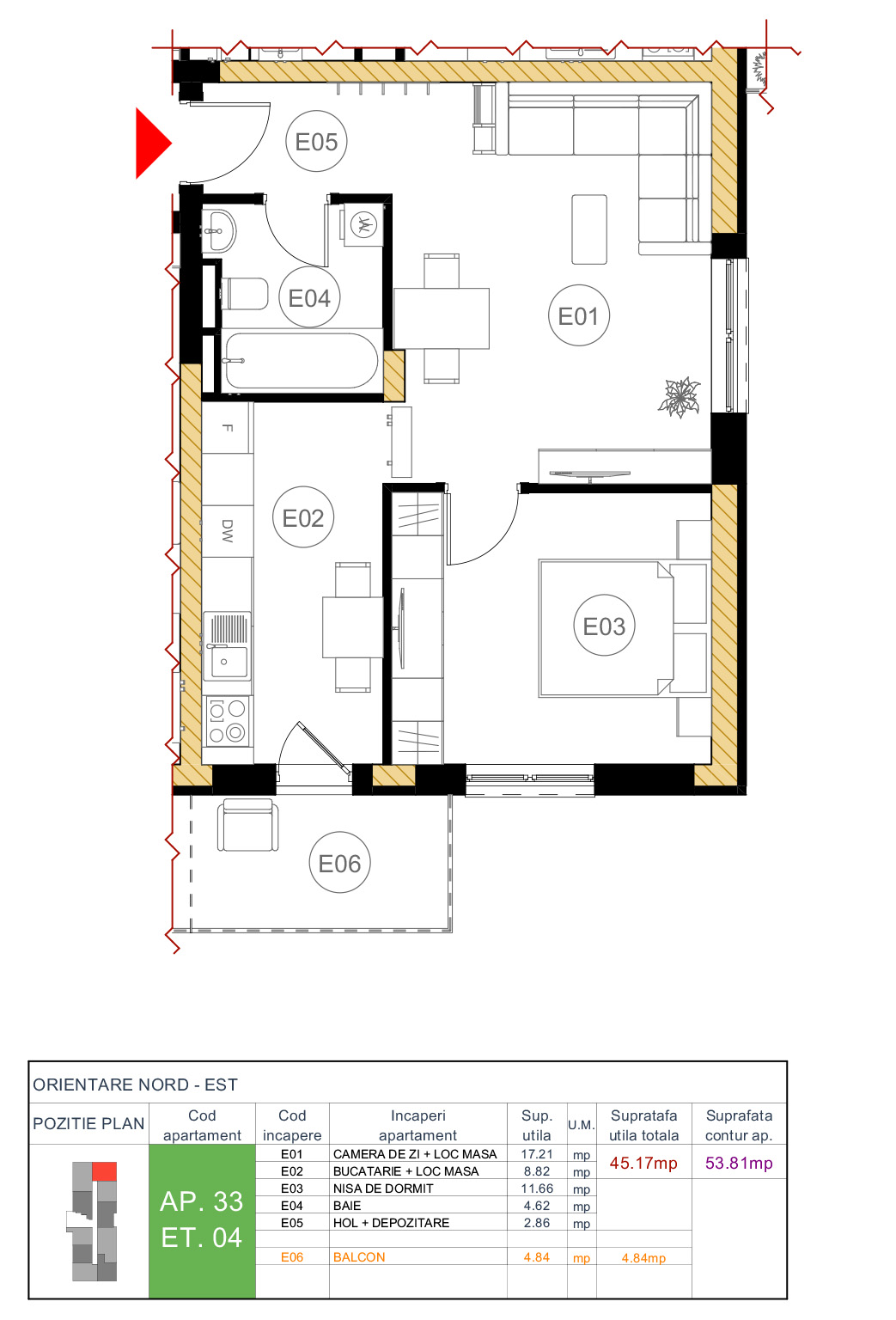 Floor plan — apartment 33