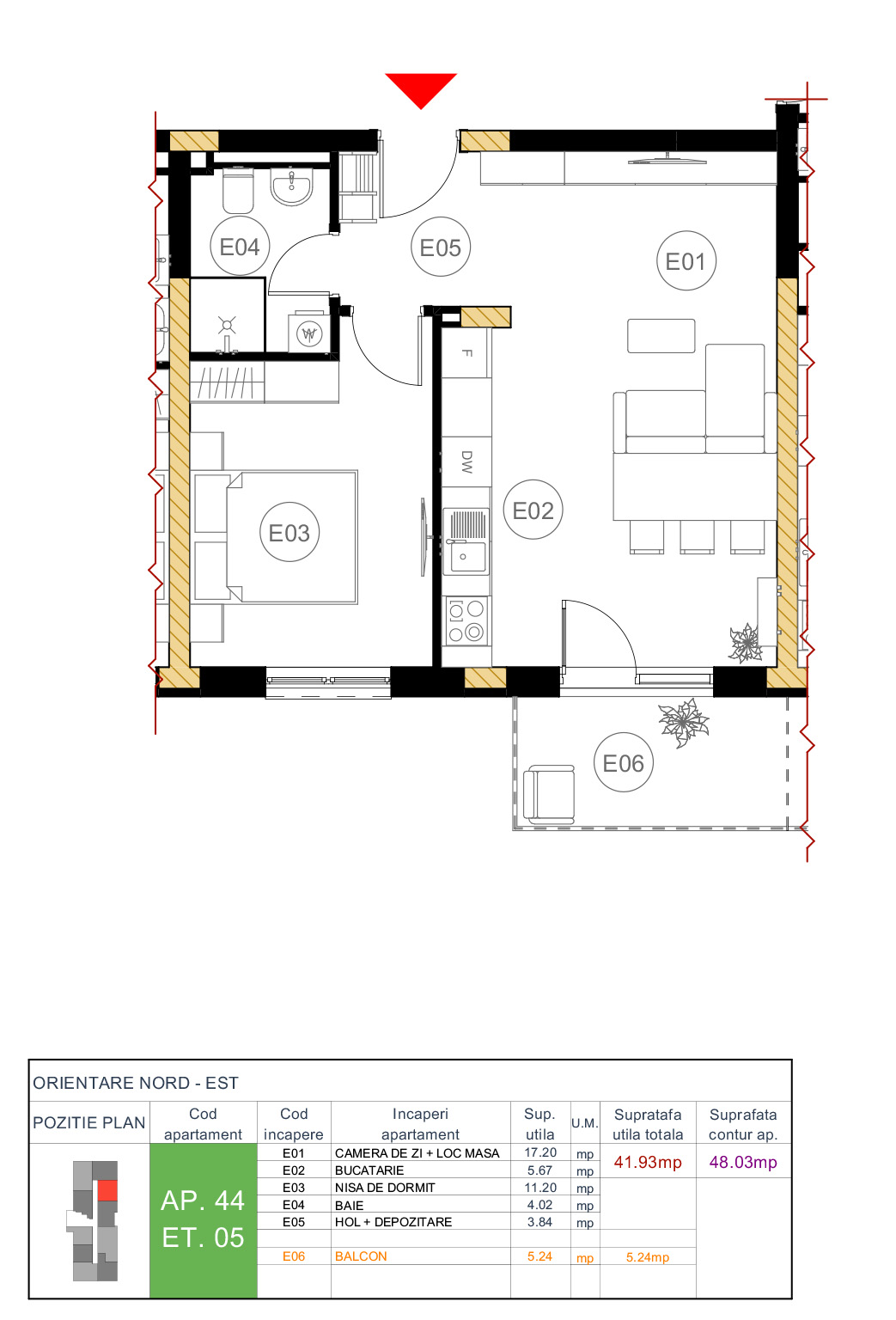 Floor plan — apartment 44