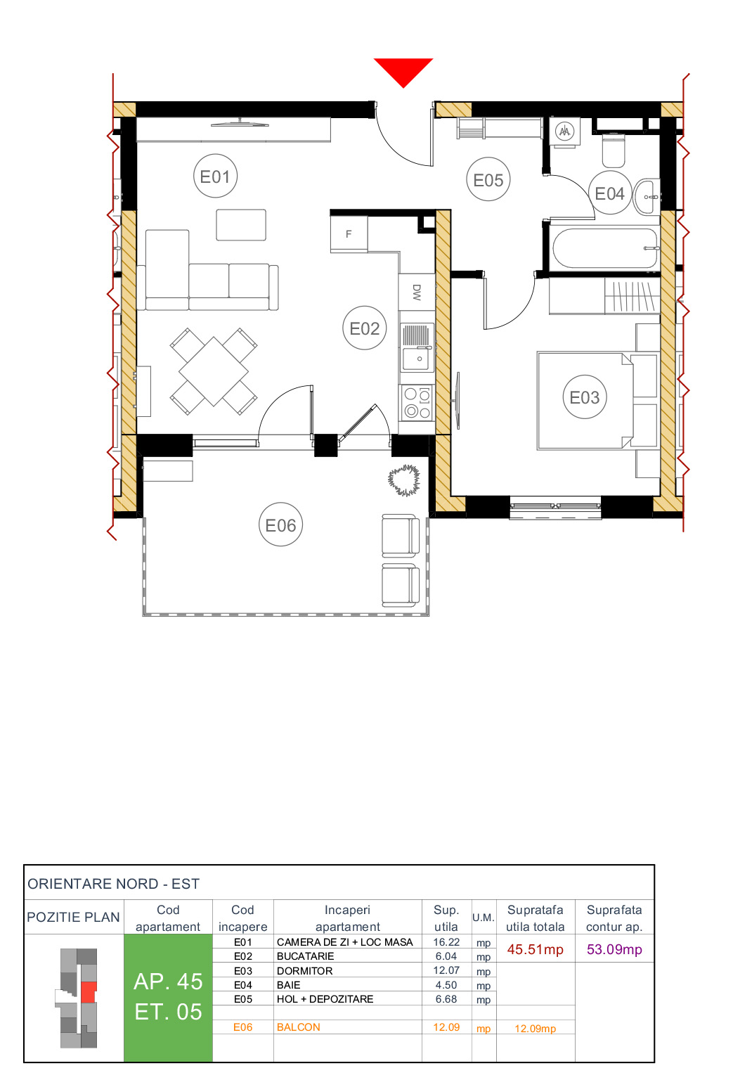 Plan apartament 45