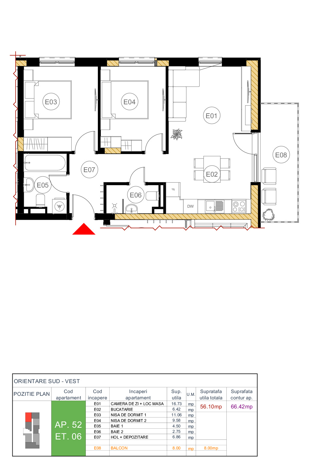 Floor plan — apartment 52