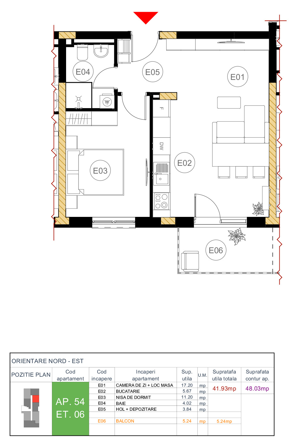 Floor plan — apartment 54