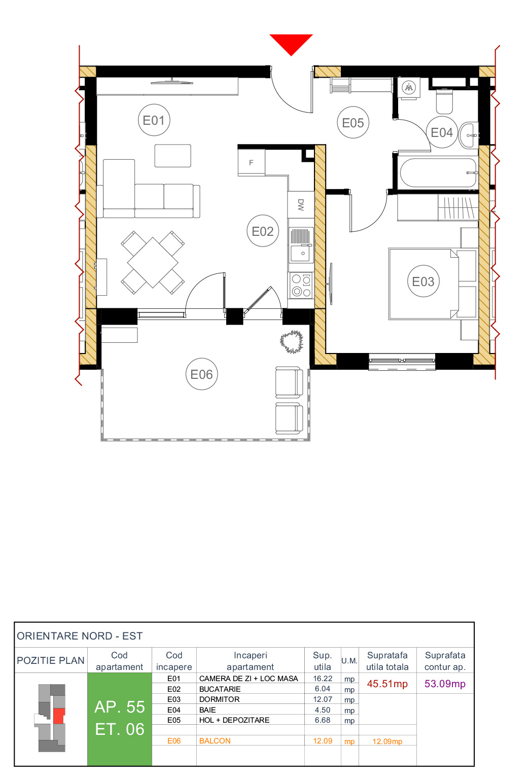 Plan apartament 55