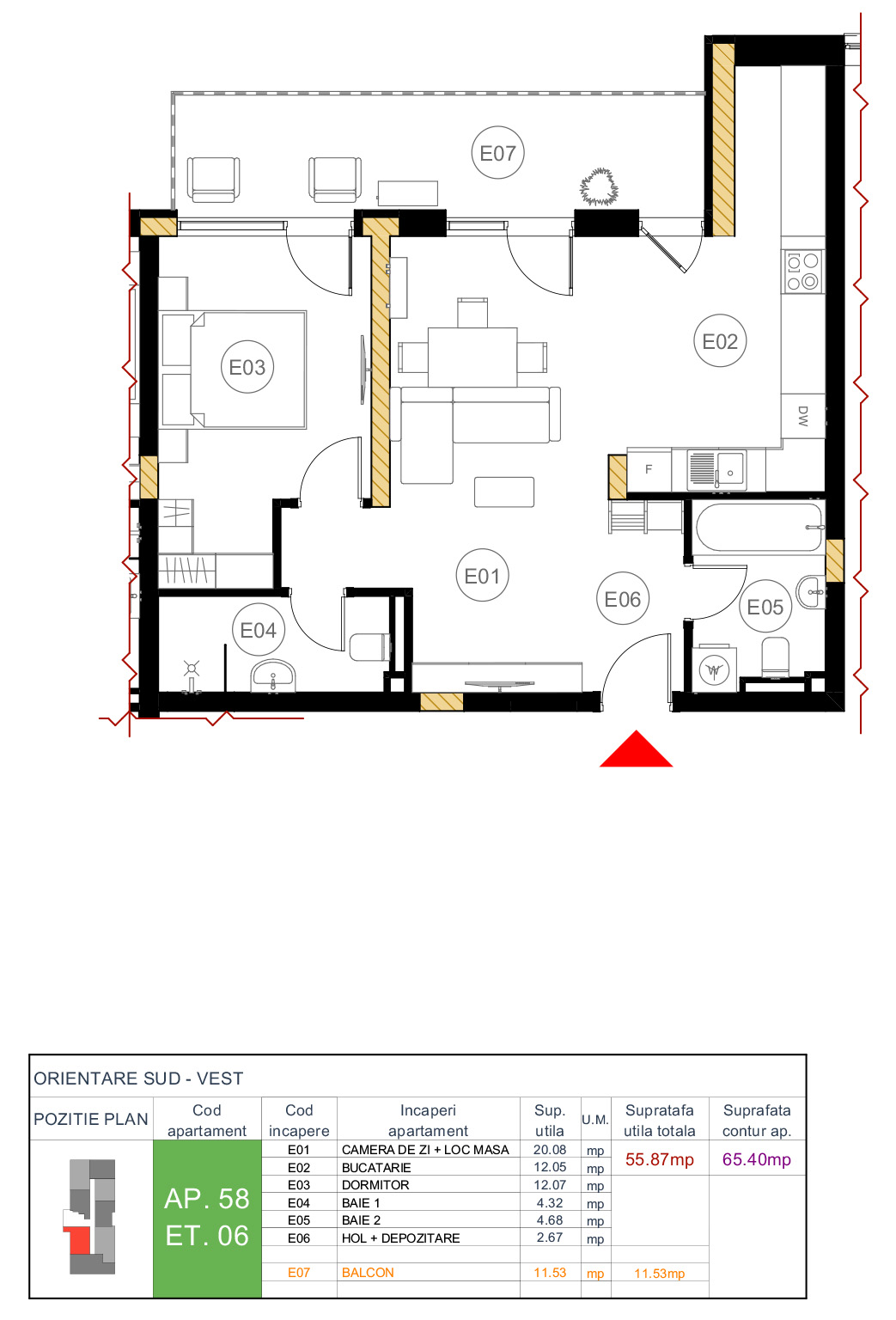 Plan apartament 58