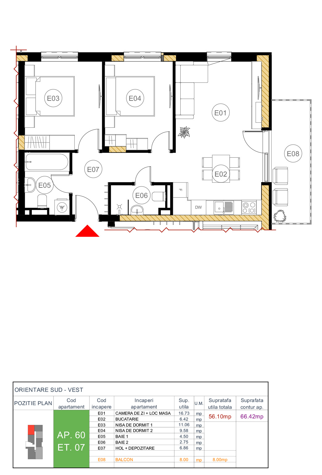 Plan apartament 60