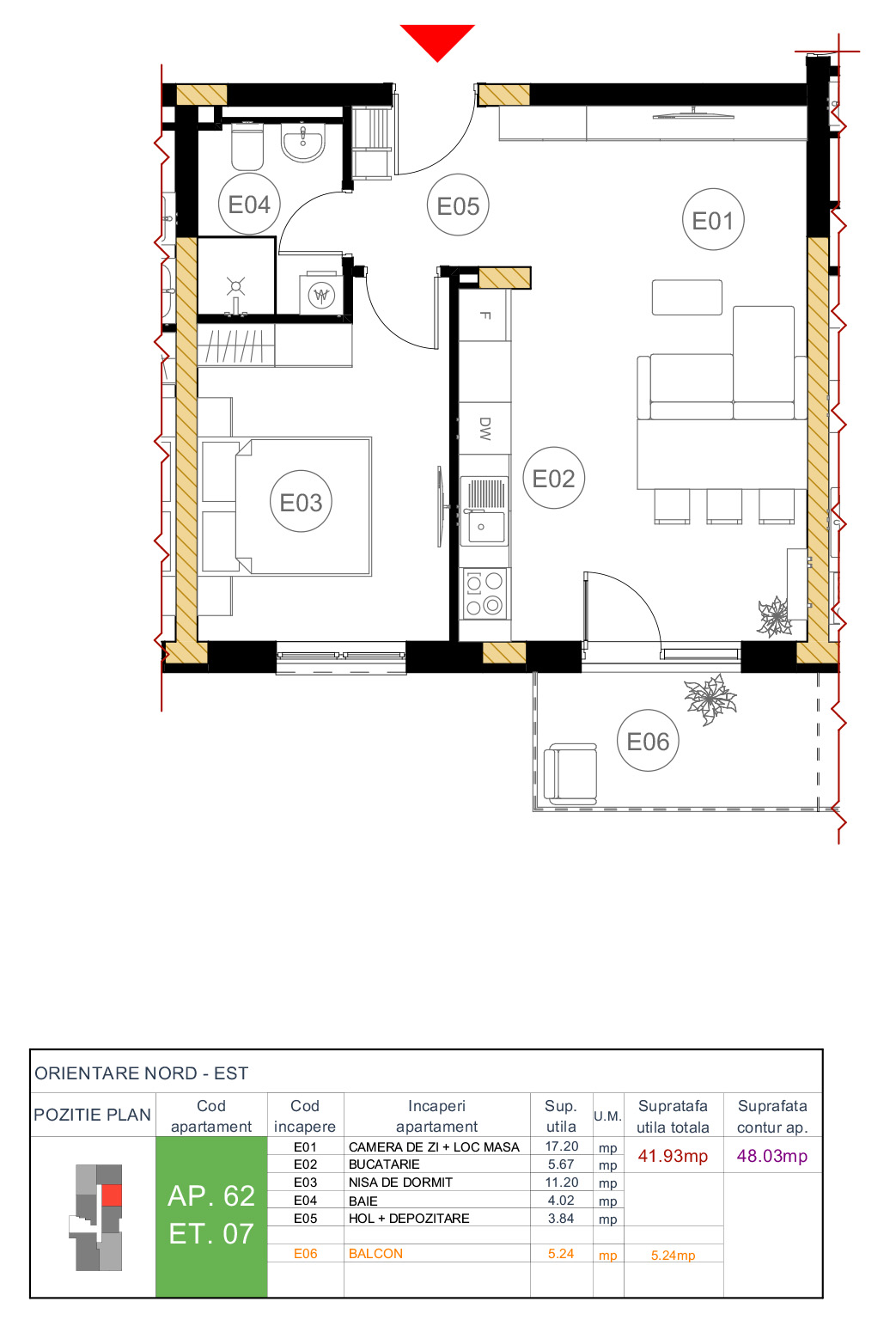 Floor plan — apartment 62